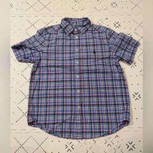 RALPH LAUREN CHILDRENSWEAR short SLEEVE PLAID‎ BUTTON-DOWN SHIRT, M